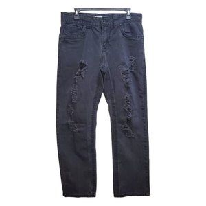 Platini Jeans Co Destroyed Denim Jeans Size 36 Black Regular‎ Fit Gothic Biker